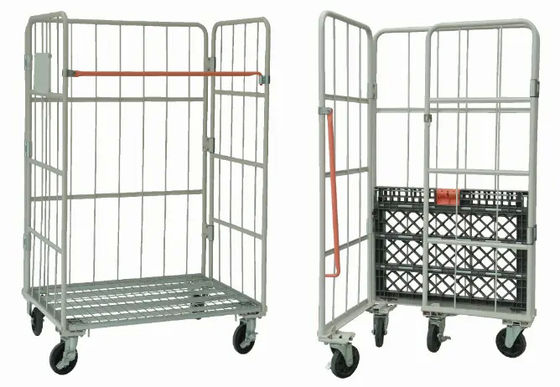 Galvanizzato saldatura magazzino industriale Cage di stoccaggio Metal Wire Mesh Roll Cage Cart