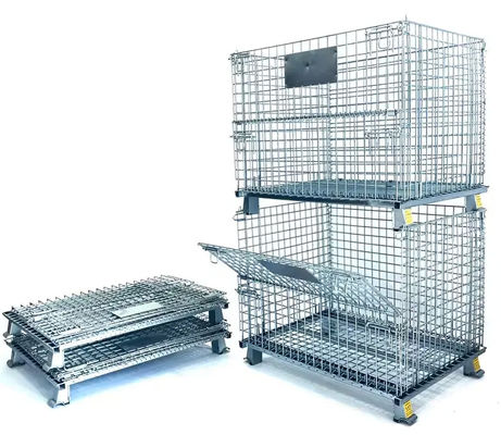 Cartone galvanizzato per magazzini di metallo cage Rolling Cart pieghevole con ruote