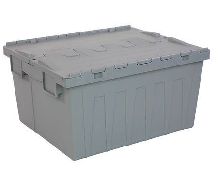 Casse di stoccaggio in plastica con coperchio appoggiato