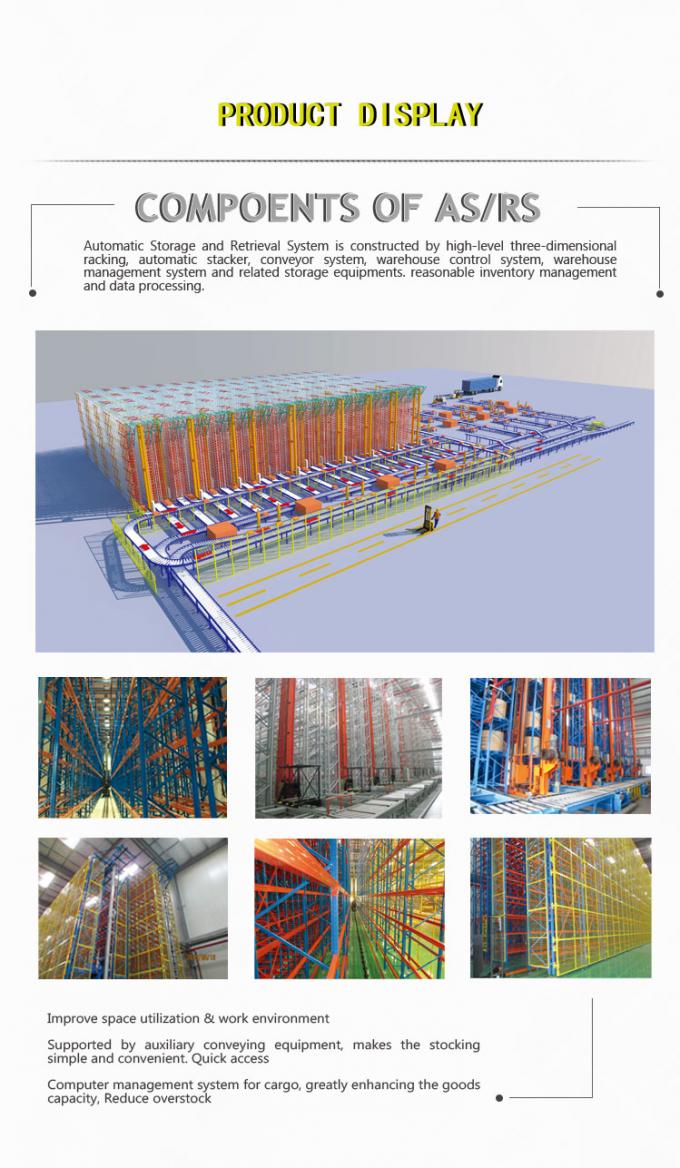 Sistema di magazzinaggio OEM completamente automatizzato ASRS Giallo Blu Colore 0