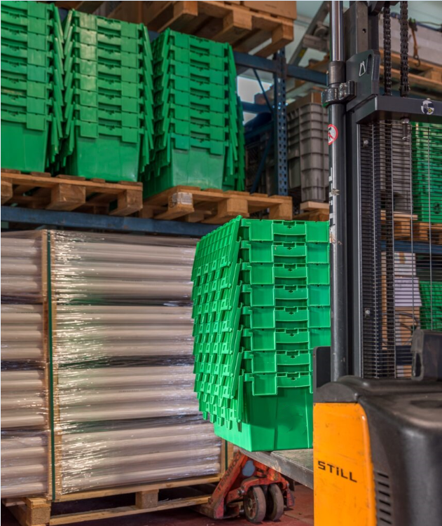 Contenitori di imballaggio di plastica con coperchio attaccato instabili per il trasporto di imballaggi logistici 4