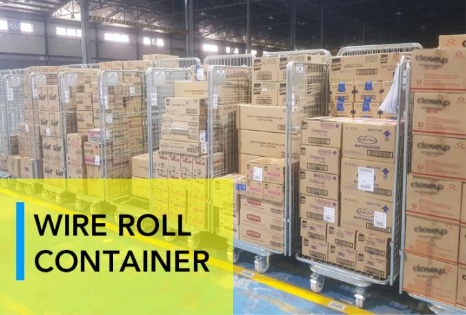 Acciaio a maglia di nido di sicurezza, rotolo di gabbia, carrello pieghevole per magazzino 0